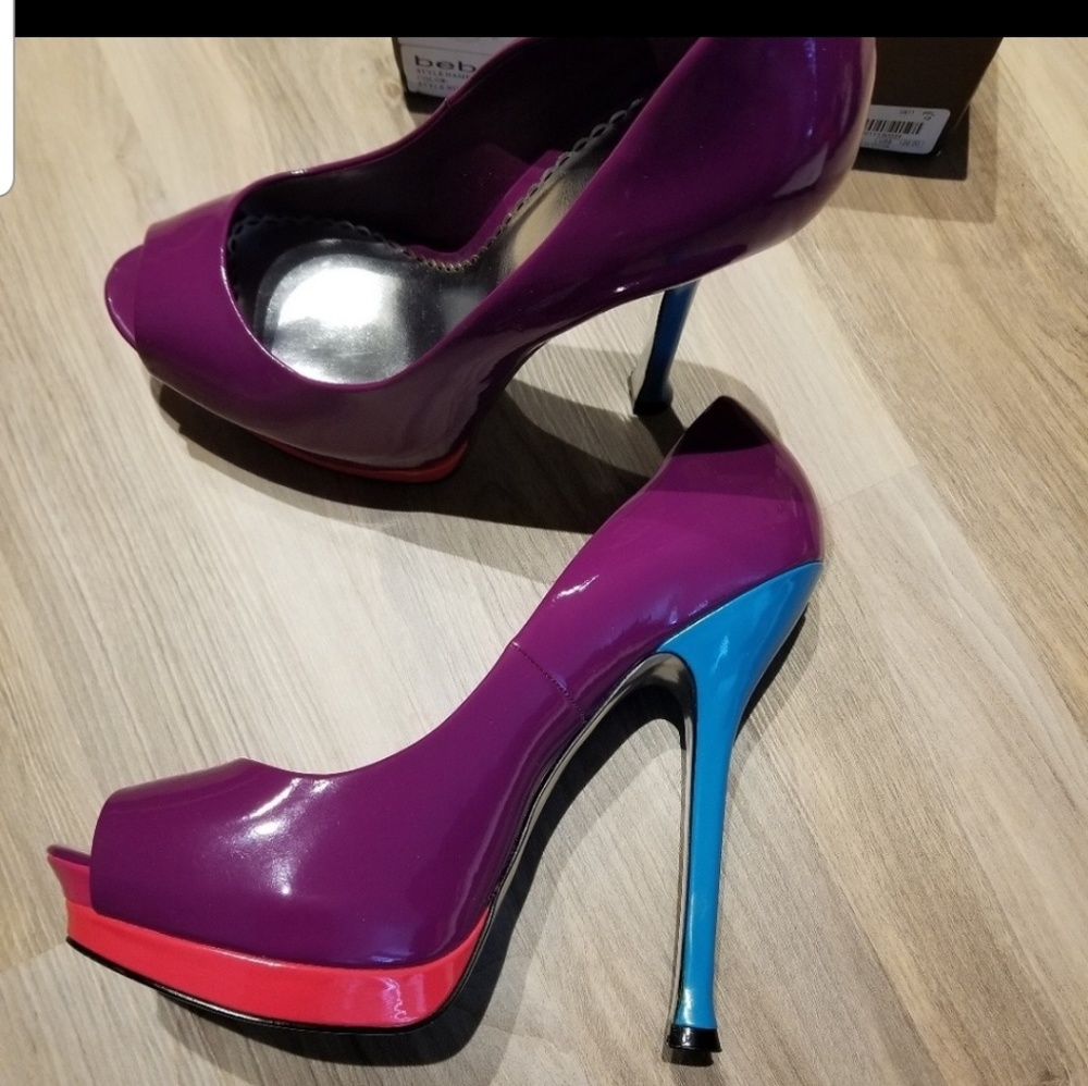 Bebe open toe pumps New in the Box multi color